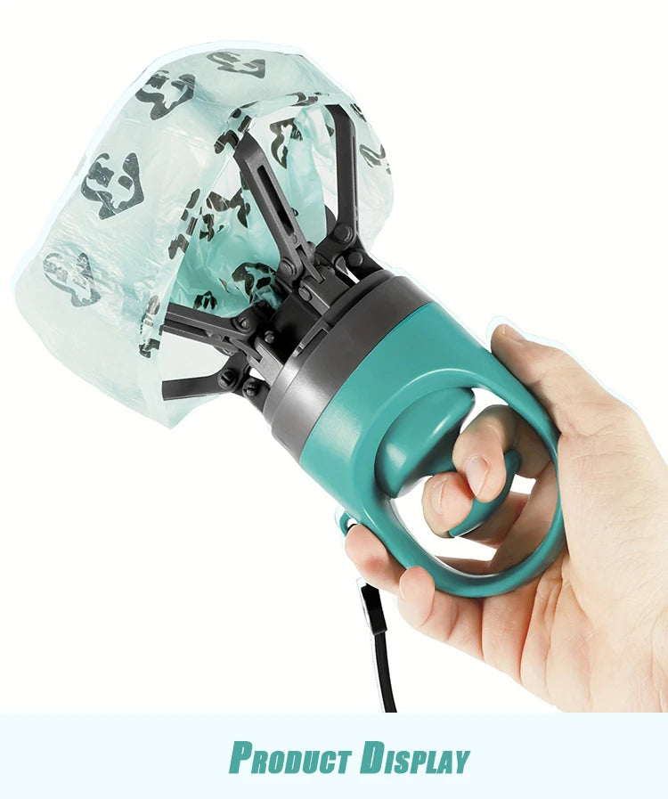 Portable Dog Pooper Scooper Outdoor Pet Waste Pick-up Cleaner Built-in Garbage Bag Handheld Pet Poop Grabber No Touch Design