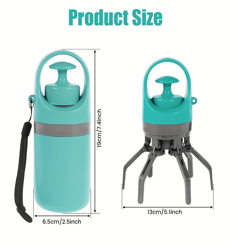 Portable Dog Pooper Scooper Outdoor Pet Waste Pick-up Cleaner Built-in Garbage Bag Handheld Pet Poop Grabber No Touch Design